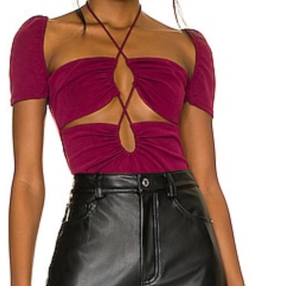 NWOT bodysuit size medium burgundy short sleeve